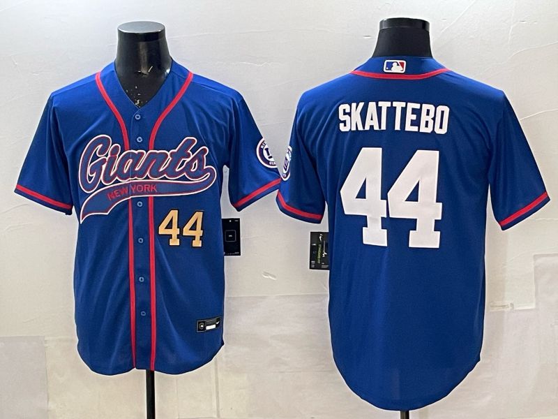 Men 2025 New York Giants #44 Skattebo Blue Joint Name Nike Limited NFL Jersey 02